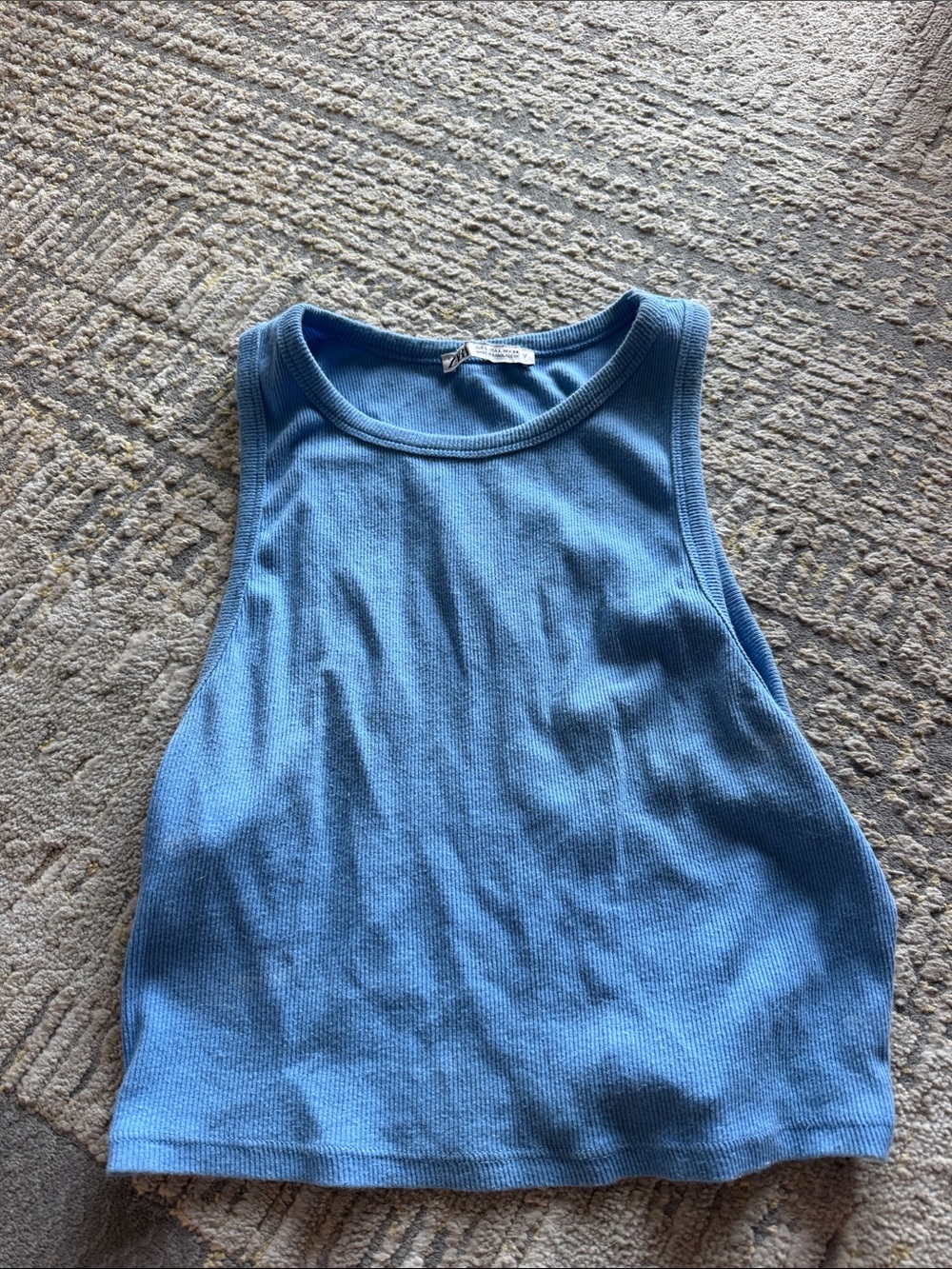 Zara Ribbed Sky Blue Cropped Tank